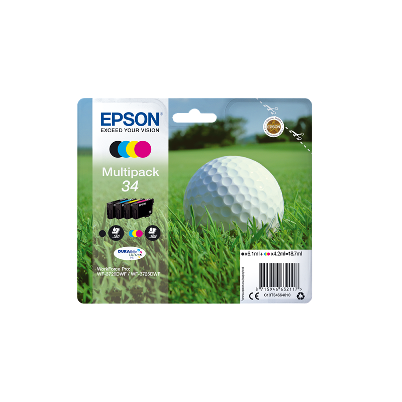 Multipack Epson Pallina golf 34 Nero Ciano Magenta Giallo