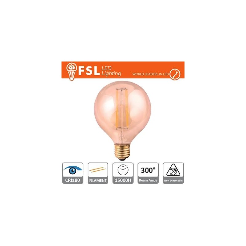 Lampada Globo Filamento Ambra Ø9,5cm - 6W 2200K E27 650LM