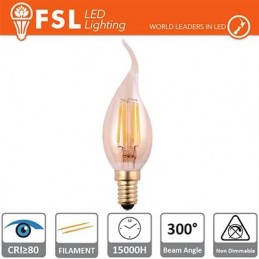 Lampada Colpo di Vento Filamento Ambra - 4W 2200K E14 300LM