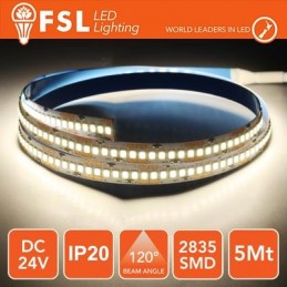 Striscia LED 5m IP20 2835 24V - 16W/m 240led/m 4000K